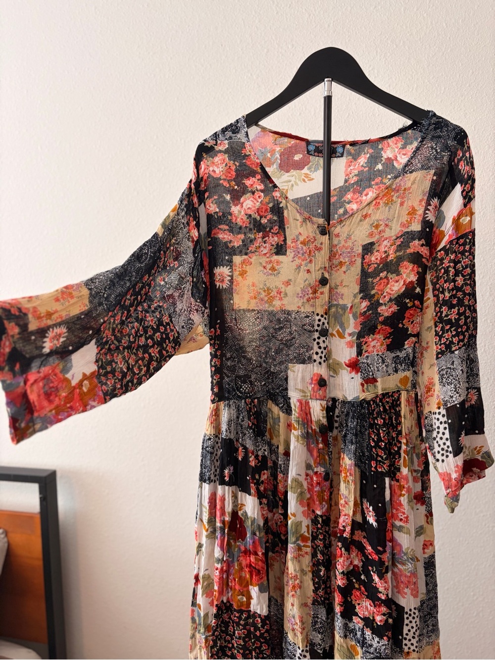 Gorgeous 90s Bohemian Patchwork Floral Dress Sz XL